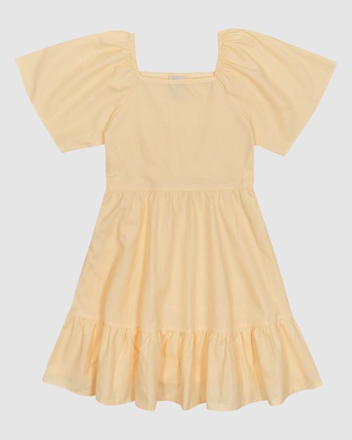 Vestido Menina Decote Reto Manga Curta Em Tecido Lurex Listrado - Carinhoso