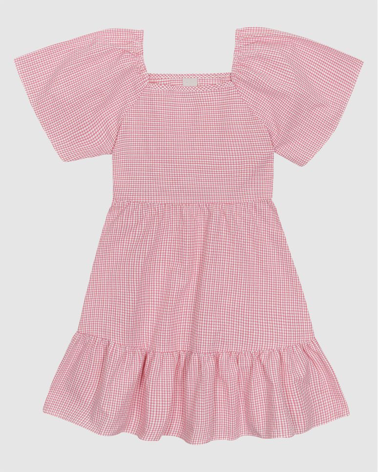 Vestido Menina Decote Reto Manga Curta Em Tecido Lurex Listrado - Carinhoso