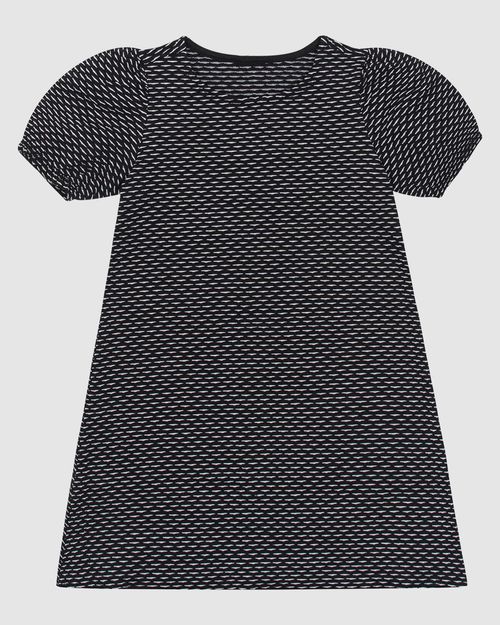 Vestido Infantil Com Manga Bufante Em Malha Texturizada Malwee Kids