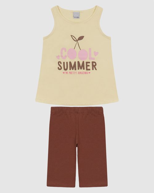 Conjunto Infantil Menina Regata E Bermuda Justa Em Algodão Malwee Kids