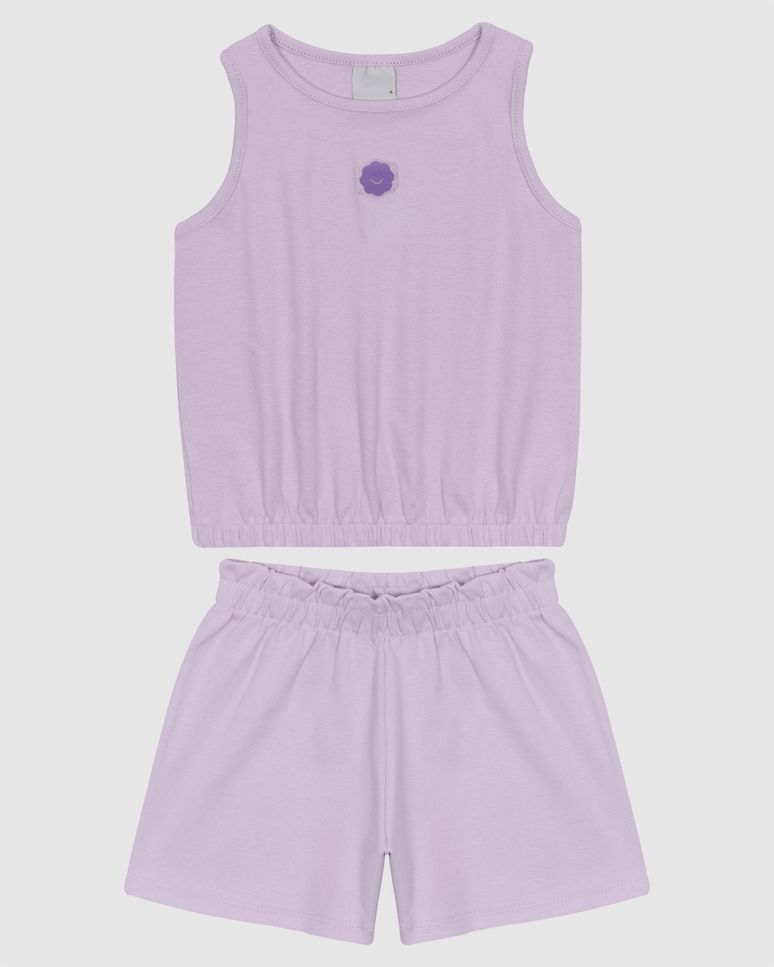 Conjunto Infantil Menina Regata E Shorts Em Ribana Algodão Malwee Kids