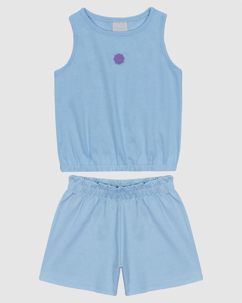 Conjunto Infantil Menina Regata E Shorts Em Ribana Algodão Malwee Kids