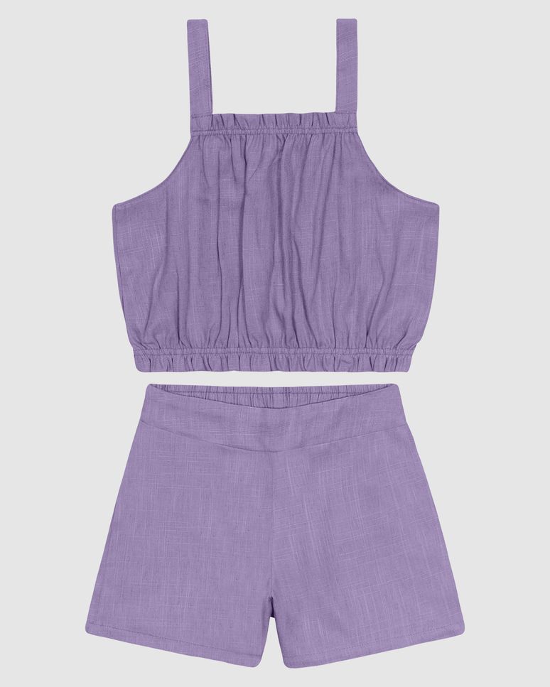 Conjunto Menina Regata E Shorts Em Viscolinho - Carinhoso