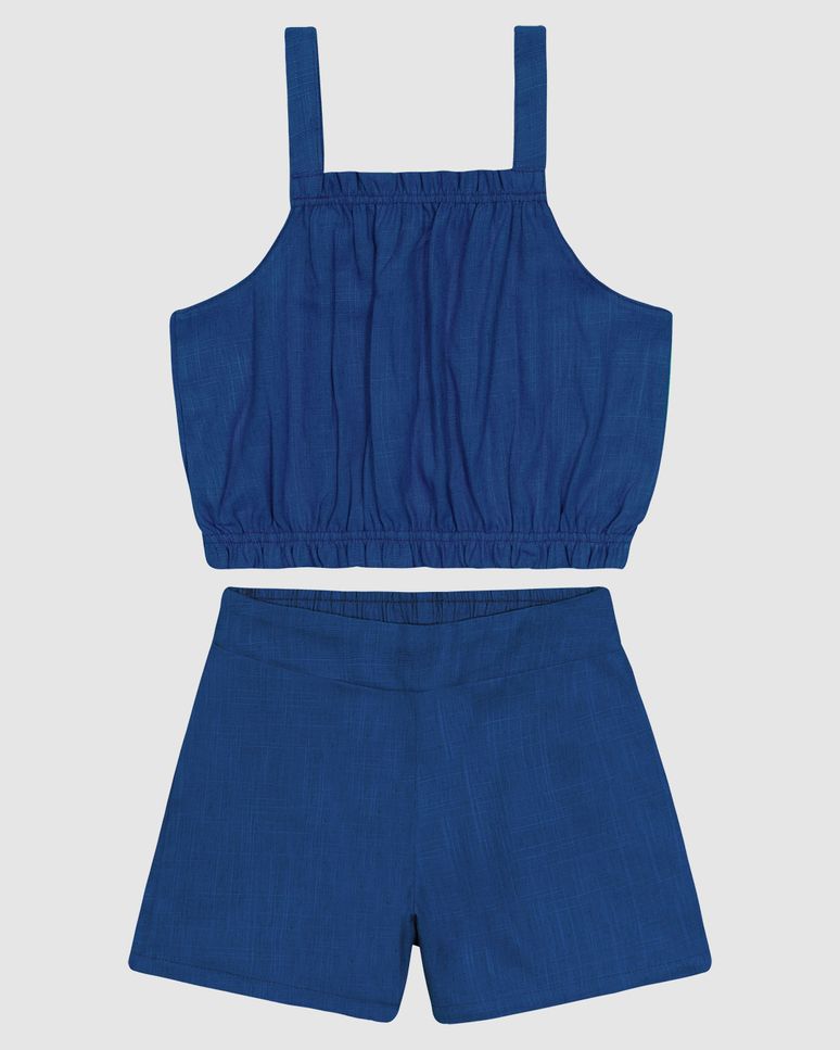 Conjunto Menina Regata E Shorts Em Viscolinho - Carinhoso