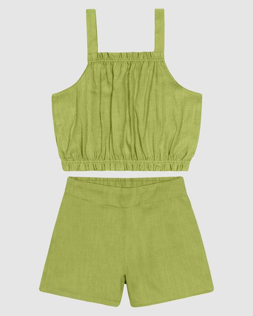 Conjunto Menina Regata E Shorts Em Viscolinho - Carinhoso