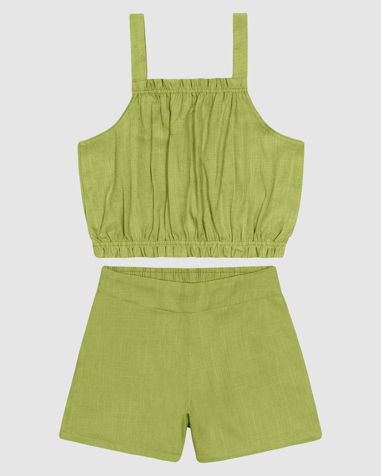 Conjunto Menina Regata E Shorts Em Viscolinho - Carinhoso