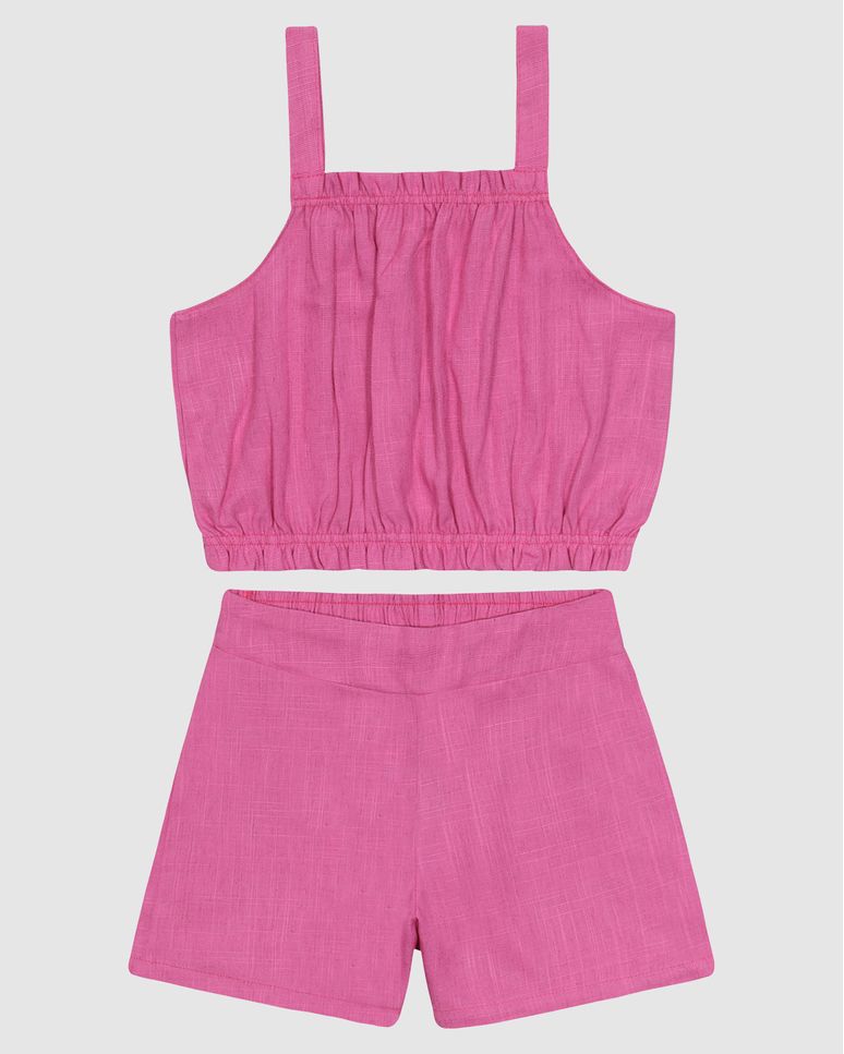 Conjunto Menina Regata E Shorts Em Viscolinho - Carinhoso