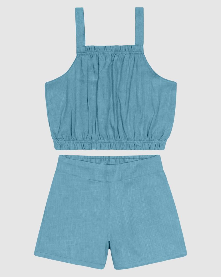 Conjunto Menina Regata E Shorts Em Viscolinho - Carinhoso