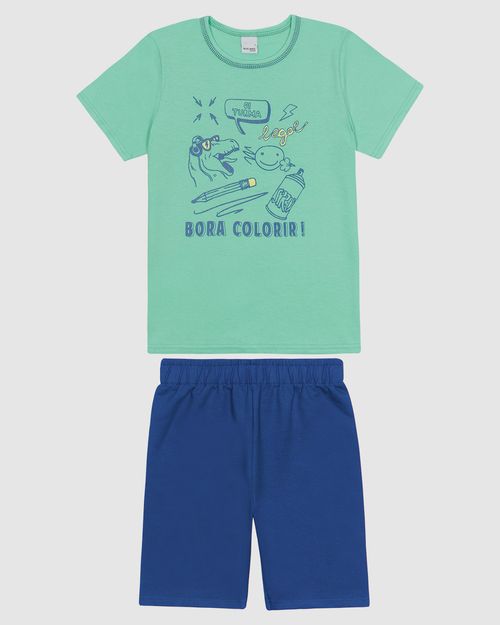 Conjunto Infantil Menino Camiseta Estampa Frontal Em Algodão Malwee Kids