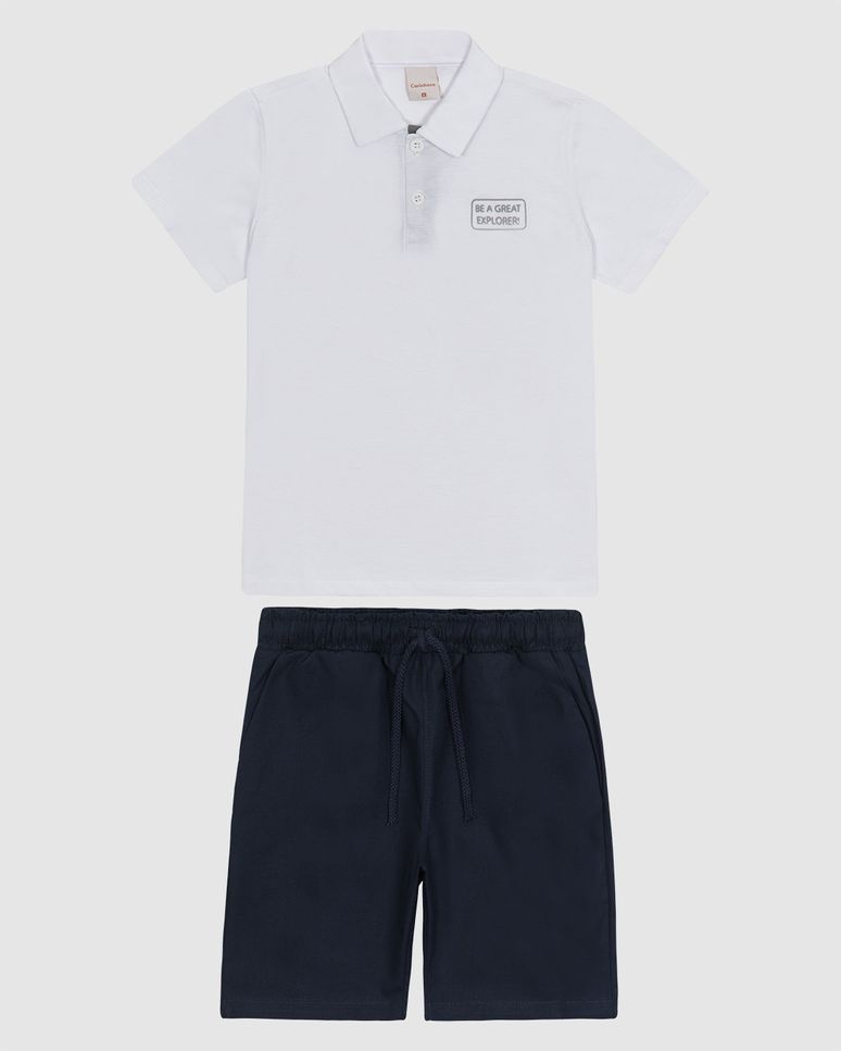 Conjunto Menino Camisa Polo Manga Curta Em Algodão - Carinhoso