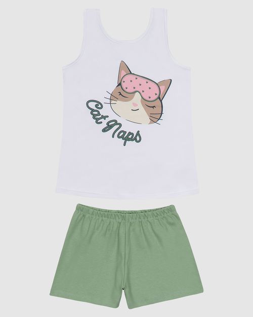 Pijama Infantil Menina Regata Estampa Frontal Em Algodão Malwee Kids