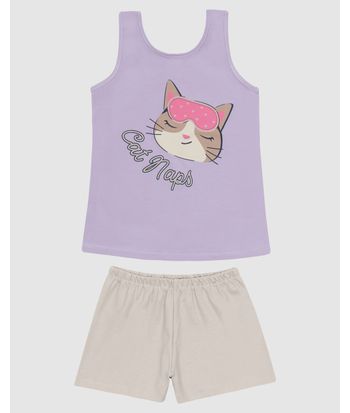 Pijama Infantil Menina Regata Estampa Frontal Em Algodão Malwee Kids