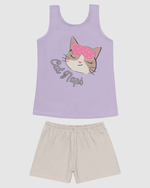 Pijama Infantil Menina Regata Estampa Frontal Em Algodão Malwee Kids