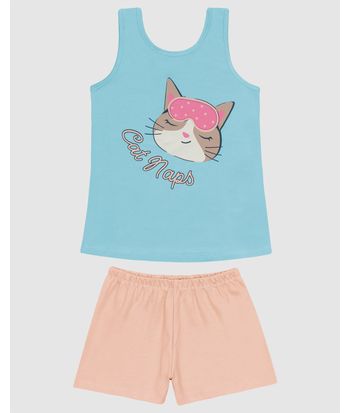 Pijama Infantil Menina Regata Estampa Frontal Em Algodão Malwee Kids