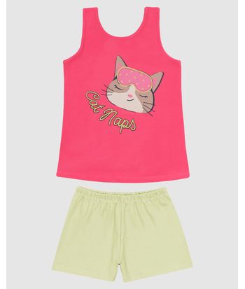 Pijama Infantil Menina Regata Estampa Frontal Em Algodão Malwee Kids