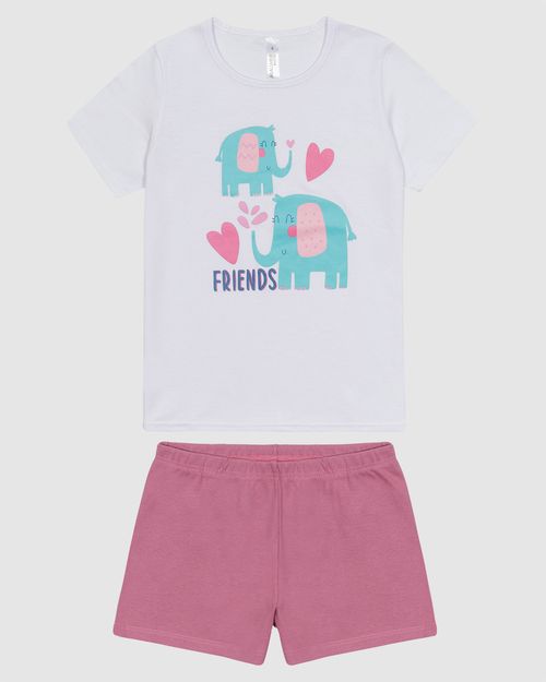 Pijama Infantil Menina Blusa E Shorts Em Algodão Malwee Kids