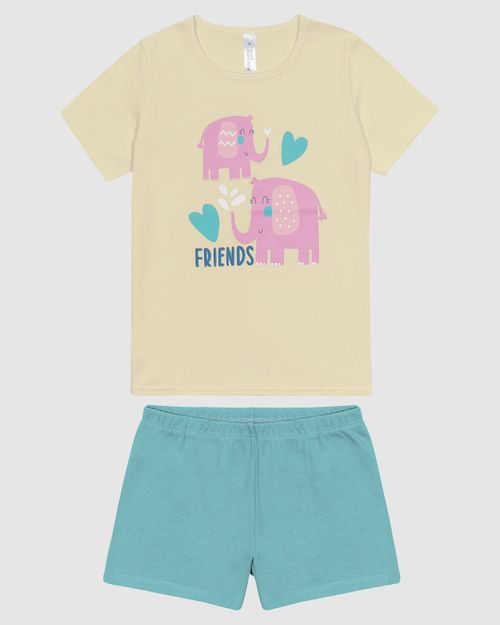 Pijama Infantil Menina Blusa E Shorts Em Algodão Malwee Kids