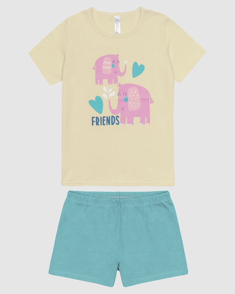 Pijama Infantil Menina Blusa E Shorts Em Algodão Malwee Kids