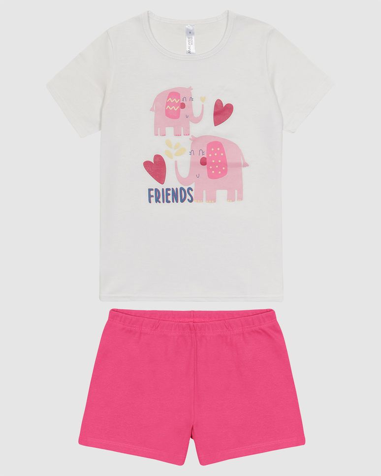 Pijama Infantil Menina Blusa E Shorts Em Algodão Malwee Kids