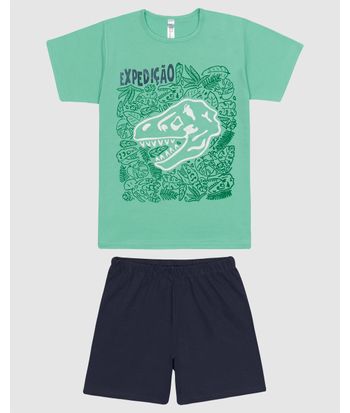 Pijama Infantil Menino Camiseta Manga Curta E Shorts Em Algodão Malwee Kids