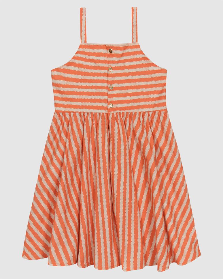 Vestido Menina Decote Reto Alça Fina Em Tricoline Com Elastano - Carinhoso