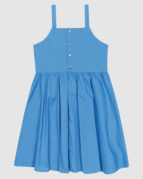 Vestido Menina Decote Reto Alça Fina Em Tricoline Com Elastano - Carinhoso