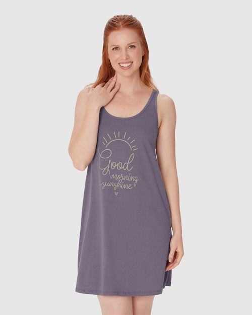 Camisola Feminina Sem Manga Estampa Frontal Em Algodão