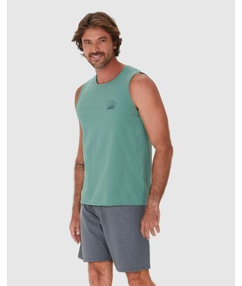 Pijama Masculino Regata Gola Redonda Alça Larga Em Algodão