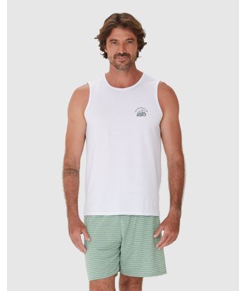 Pijama Masculino Regata Gola Redonda Alça Larga Em Algodão