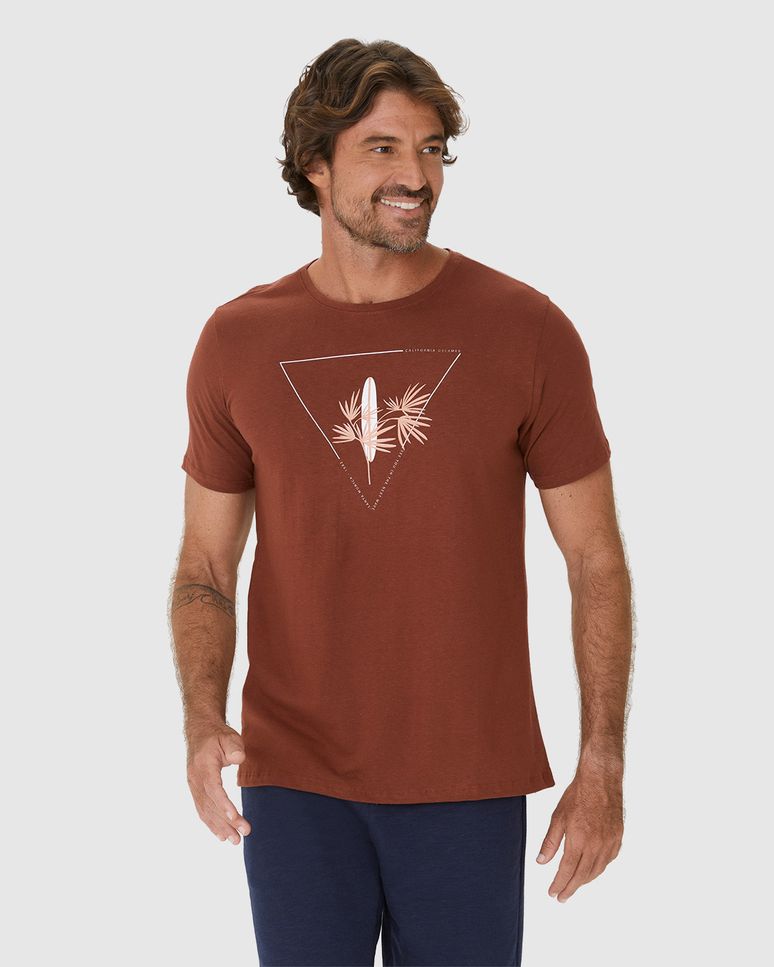 Camiseta Masculina Estampa Frontal Em Malha Algodão