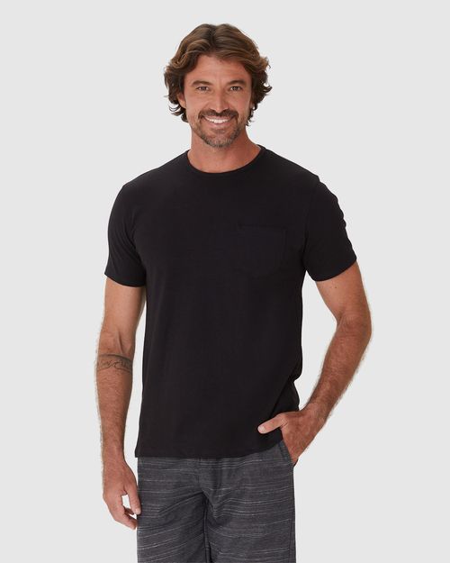 Camiseta Masculina Manga Curta Bolso Frontal Em Algodão