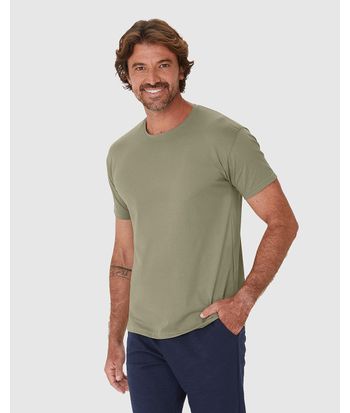 Camiseta Básica Masculina Decote Redondo Manga Curta Em Algodão Pima
