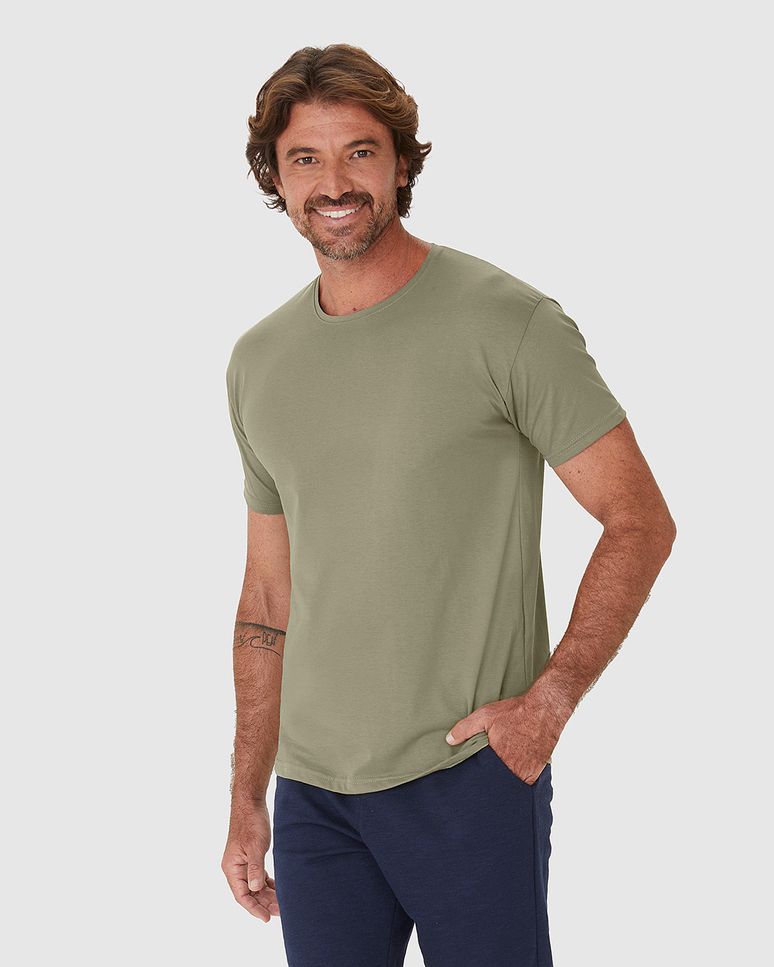 Camiseta Básica Masculina Decote Redondo Manga Curta Em Algodão Pima