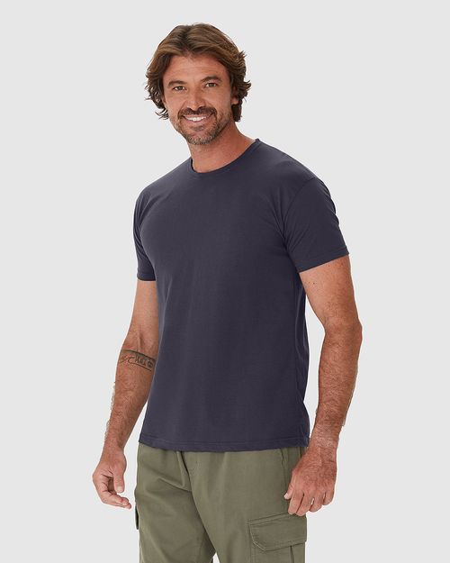 Camiseta Básica Masculina Decote Redondo Manga Curta Em Algodão Pima