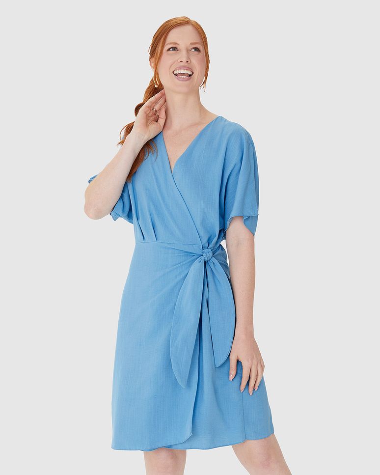Vestido Feminino Transpassado Decote V Em Viscolinho