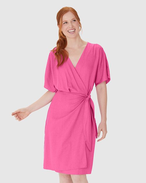 Vestido Feminino Transpassado Decote V Em Viscolinho