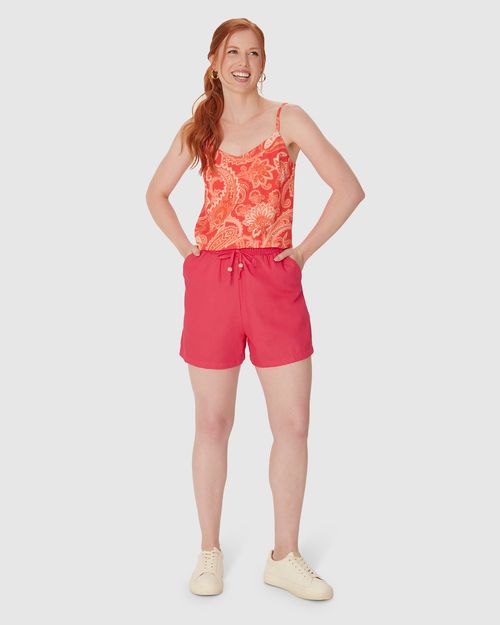 Shorts Clochard Feminino Cordão Frontal Em Viscolinho