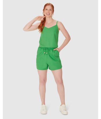 Shorts Clochard Feminino Cordão Frontal Em Viscolinho