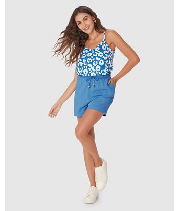 Shorts Clochard Feminino Cordão Frontal Em Viscolinho