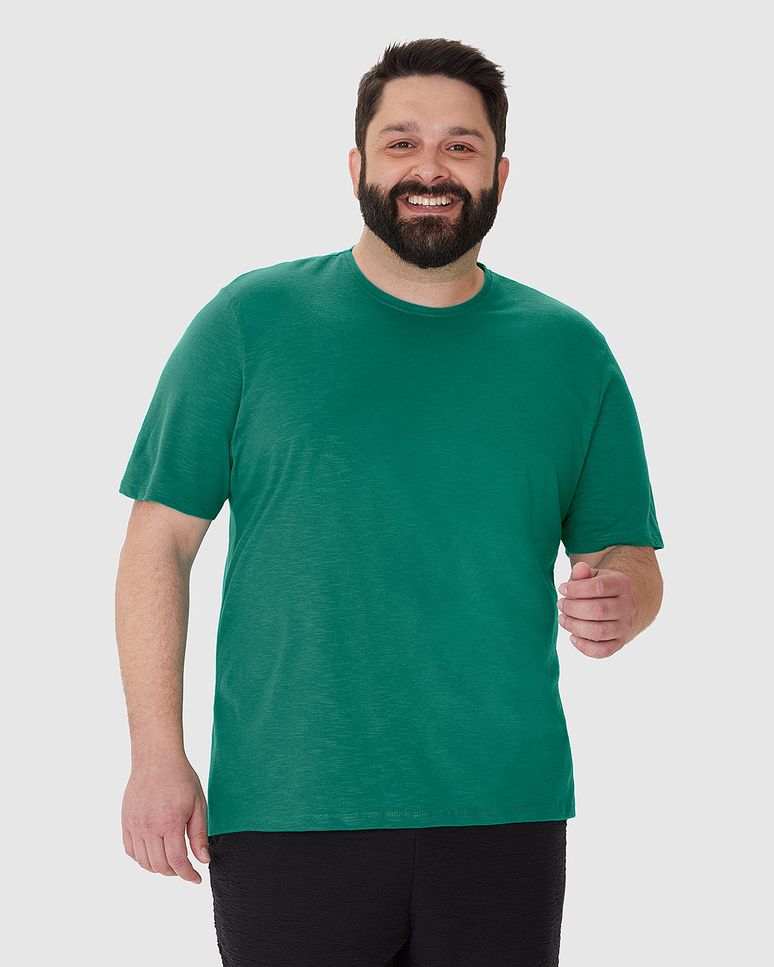Camiseta Masculina Plus Size Em Malha Algodão Texturizada
