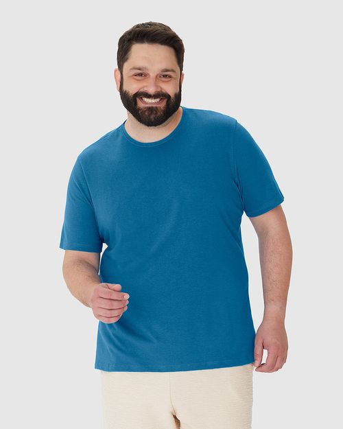 Camiseta Masculina Plus Size Em Malha Algodão Texturizada