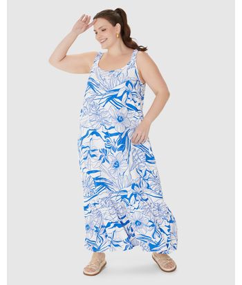Vestido Midi Feminino Plus Size Alça Com Elástico Em Viscose