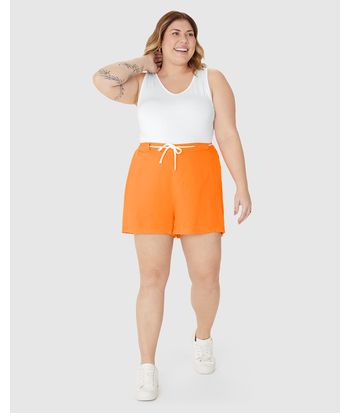 Shorts Feminino Plus Size Cadarço Frontal Em Viscose