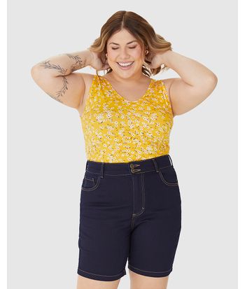 Regata Feminina Plus Size Decote V Alça Larga Em Viscose Stretch