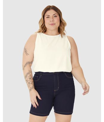Regata Cropped Feminina Plus Size Em Viscose