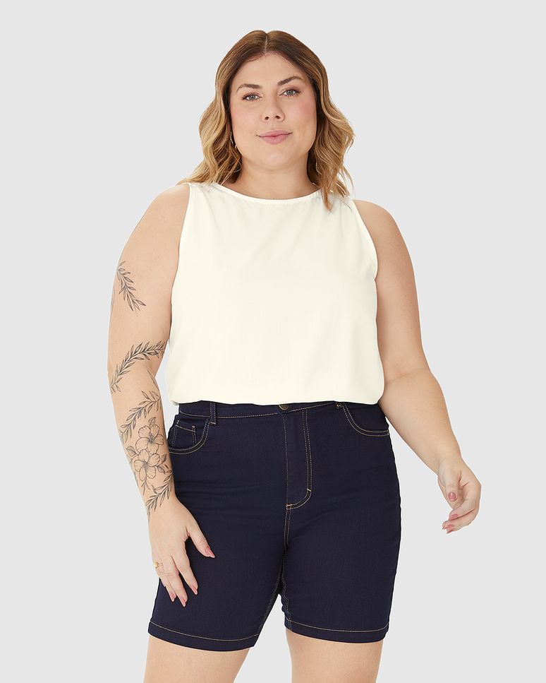 Regata Cropped Feminina Plus Size Em Viscose