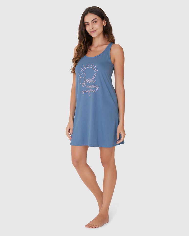 Camisola Feminina Sem Manga Estampa Frontal Em Algodão