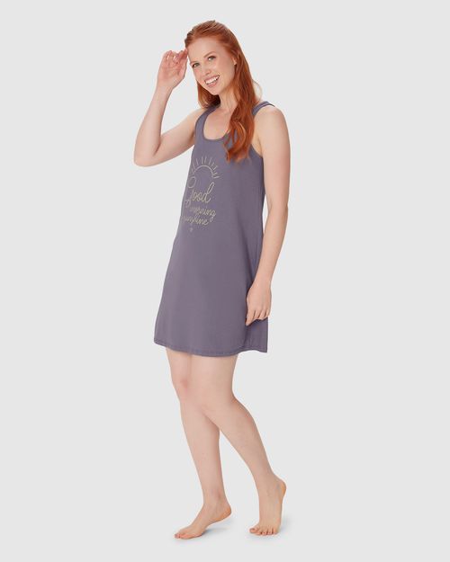 Camisola Feminina Sem Manga Estampa Frontal Em Algodão