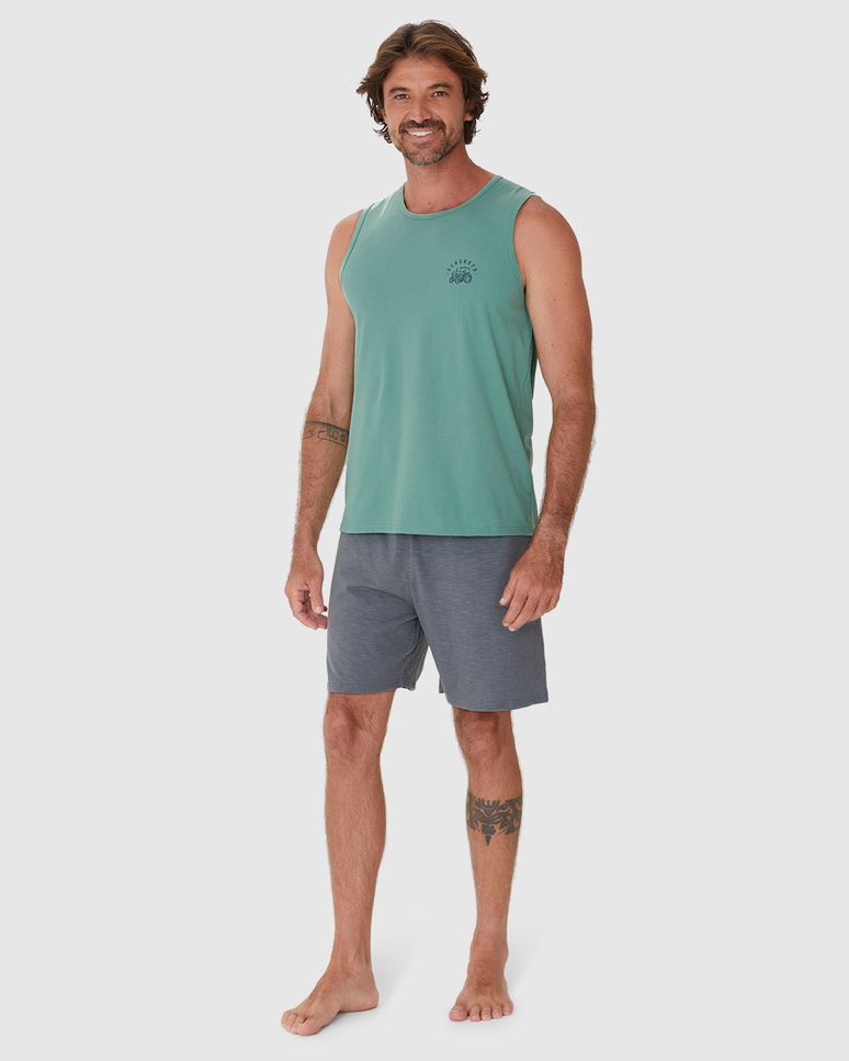 Pijama Masculino Regata Gola Redonda Alça Larga Em Algodão