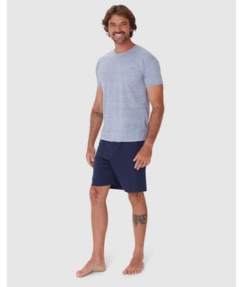 Pijama Masculino Camiseta Gola Redonda Manga Curta Em Algodão